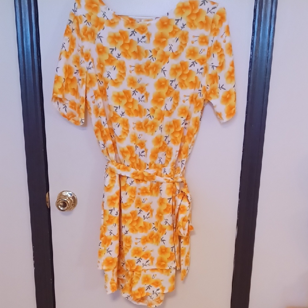 Floral Yellow and White Dress